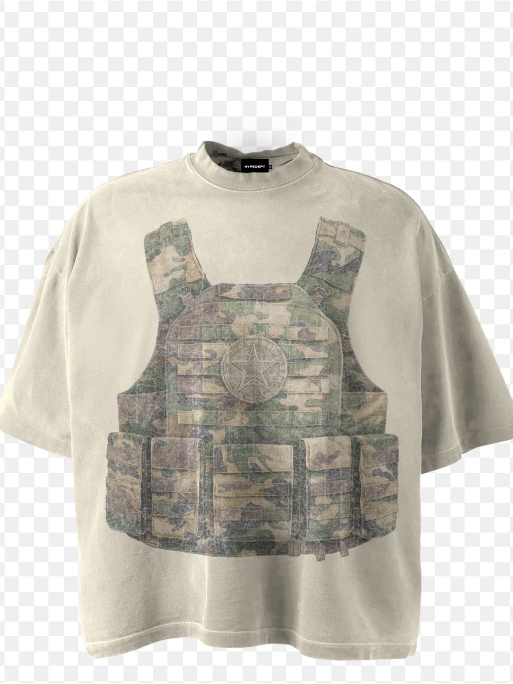 Graphic Tactical Vest Crewneck Cropped Tee by Hypedept Medium